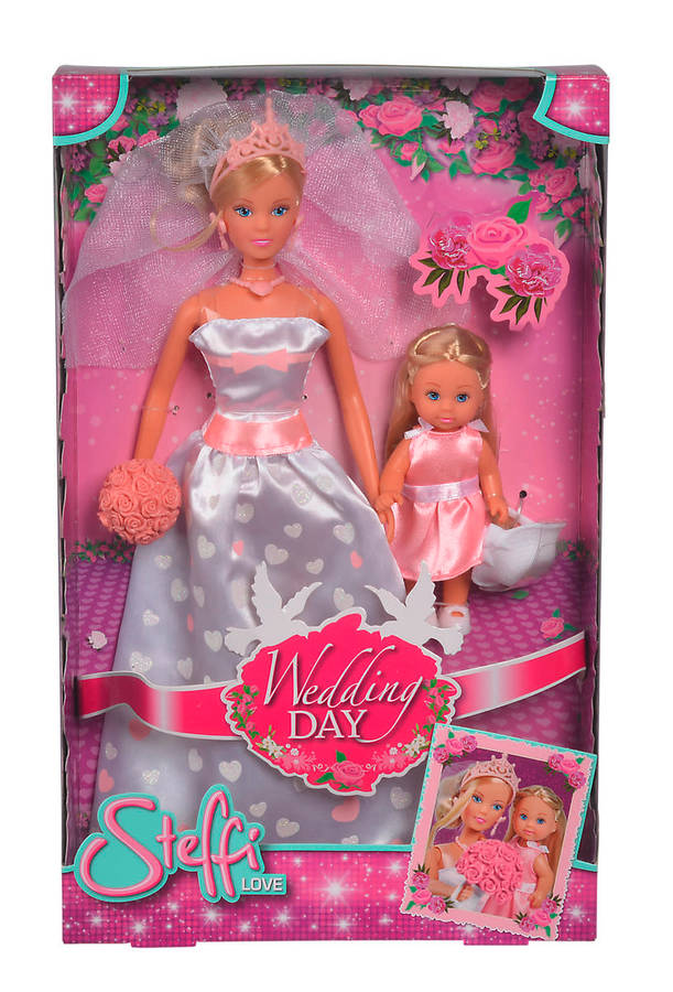 ORIGINAL Steffi Love Wedding Day Doll(29cm) with Evi Love Flower girl(12cm)